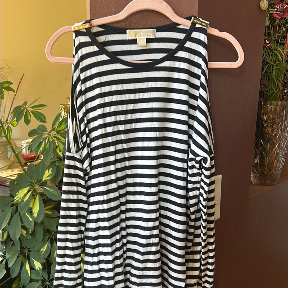Michael Kors Black and White Cut Out Blouse